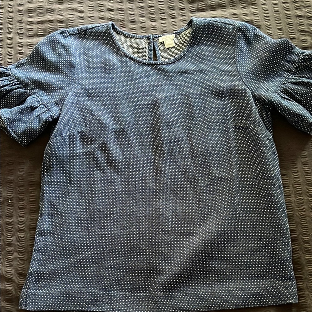 J Crew Blue Polka Dot Blouse